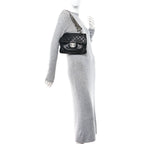 Lambskin Quilted Chain Mail Shoulder Bag Black