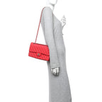Caviar Quilted Medium Double Flap Red