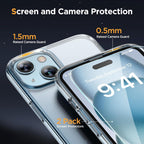 Entronix Bundle Compatible with iPhone 15 Plus - [Magnetic] Clear Case, 2 Clear Screen Protectors & 2 Camera Lens Protectors