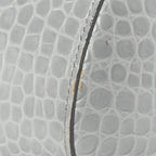 Calfskin Crocodile Embossed Medium Pandora Box Crossbody Bag Grey