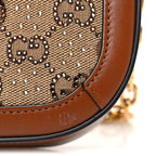 New Canvas Charisma Calfskin Crystal GG Monogram Mini Horsebit 1955 Shoulder Bag Camel Ebony