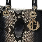 Snakeskin Small Lady Dior Bleu Multicolor