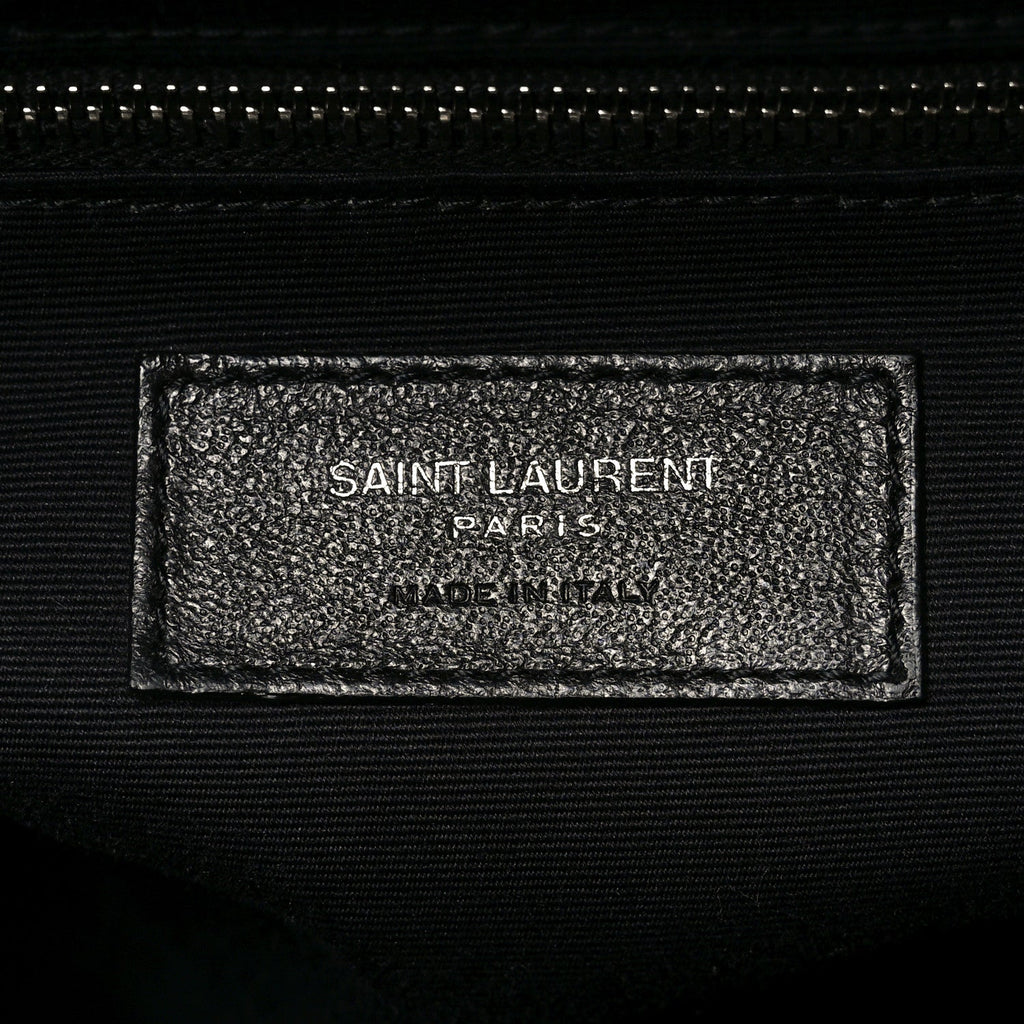 Calfskin Y Quilted Monogram Large Loulou Chain Satchel Black