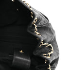 Lambskin Quilted Drawstring Bag Black