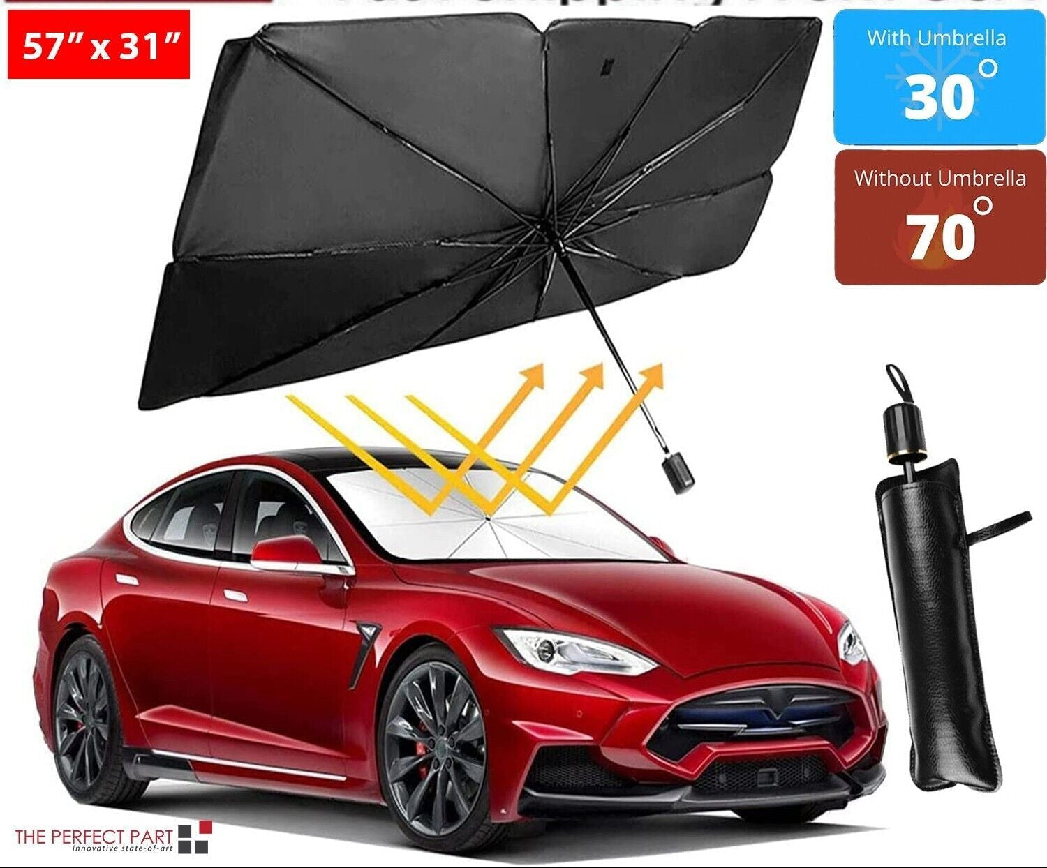 57" Car Windshield Sun Shade Foldable Umbrella Front Window Cover Visor Umbrella
