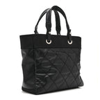 Coated Canvas Quilted Large Paris Biarritz Tote Black