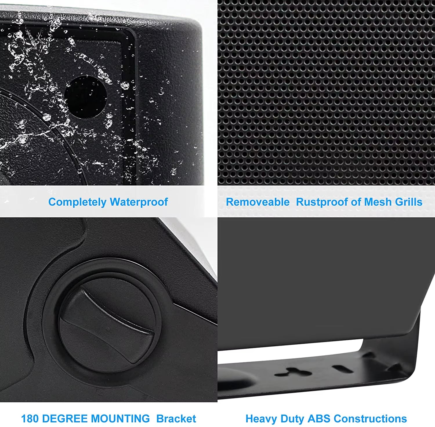 5.25-Inch 300W Indoor/Outdoor Waterproof Dual Speaker System for Home Theater Wall Mount - Black