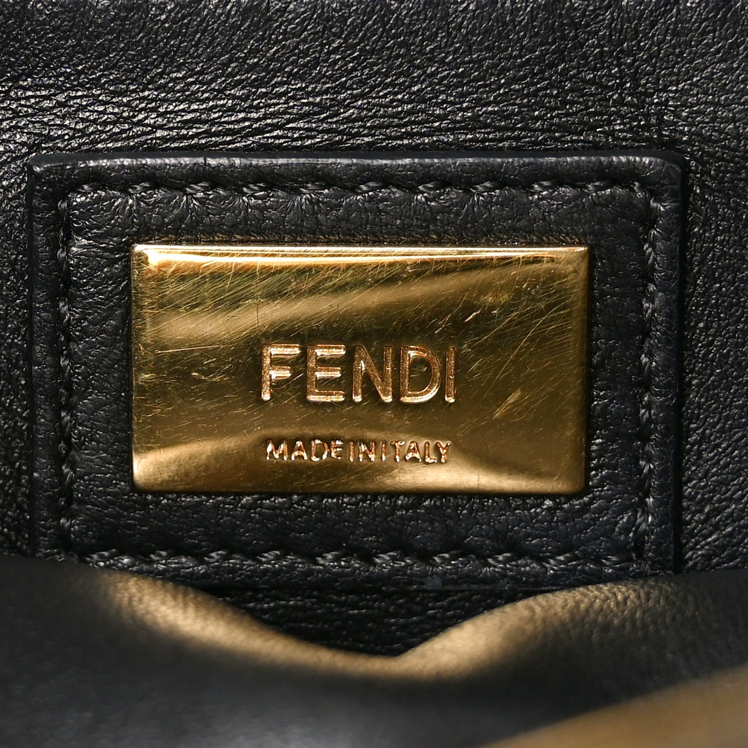 Shearling Nappa Macro FF 1974 Mini Peekaboo Iconic Satchel Tobacco Black
