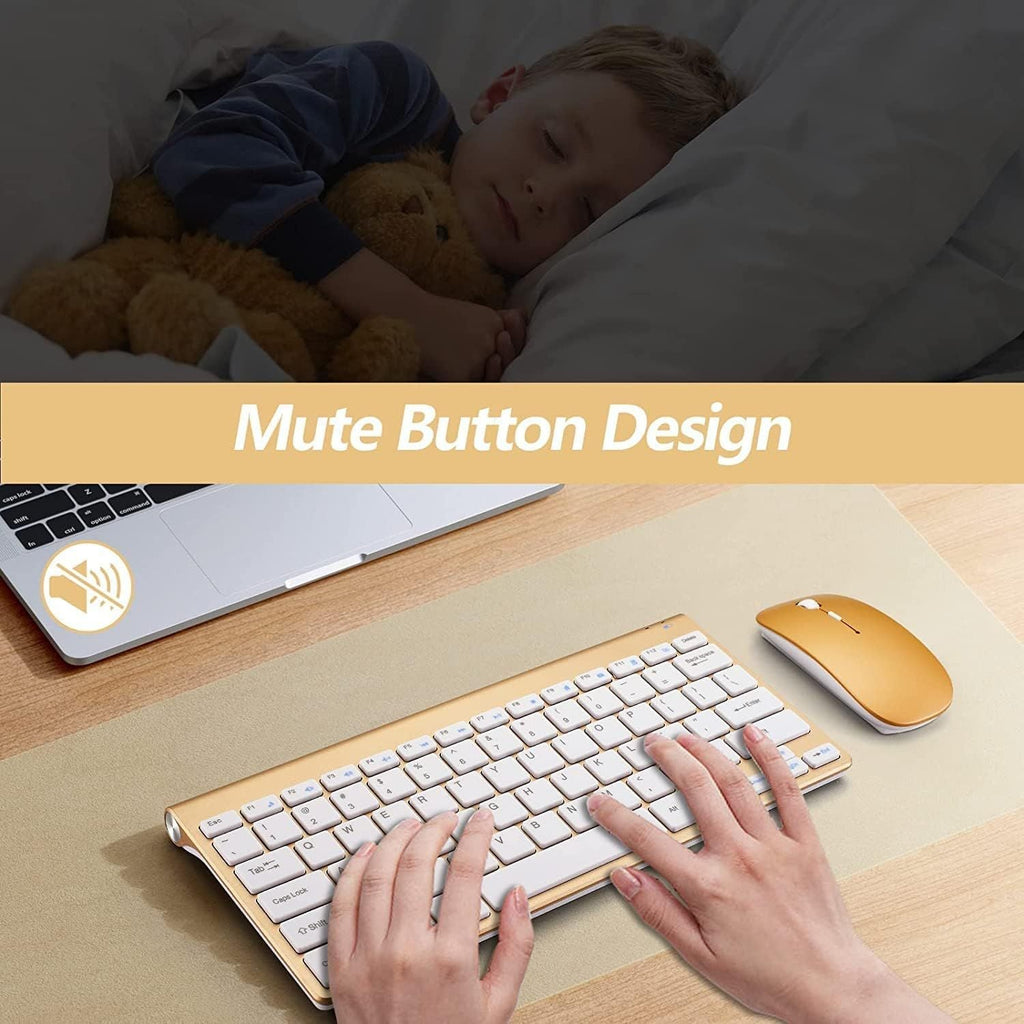 Wireless Keyboard and Mouse Combo, Compact Quiet Wireless Keyboard and Mouse Set 2.4G Ultra-Thin Sleek Design for Windows, Computer, Desktop, PC, Notebook, Laptop