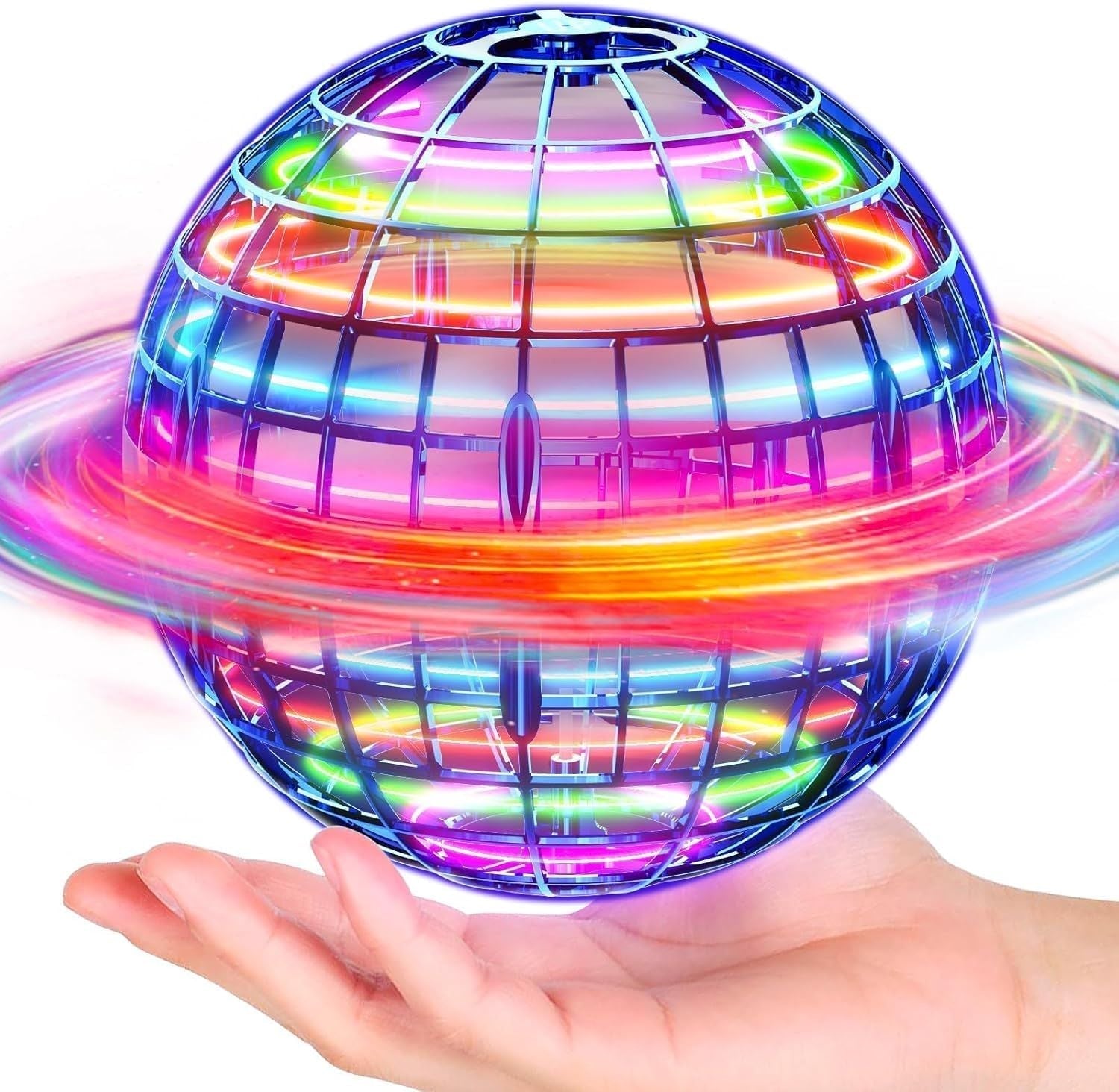 Flying Orb Ball (Blue) with Dazzling Lights, Magic Hover Spinner, Cool Boomerang Drone, Floating Cosmic Globe, Kids Toys Gifts for 6 7 8 9 10 Year Old Boys Girls