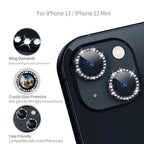 Diamond Camera Lens Protector, Diamond Tempered Glass Camera Cover Screen Protector For Iphone 14 / Iphone 14 Plus  In Black