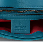 Velvet Matelasse Small GG Marmont Shoulder Bag Pavone Cyan