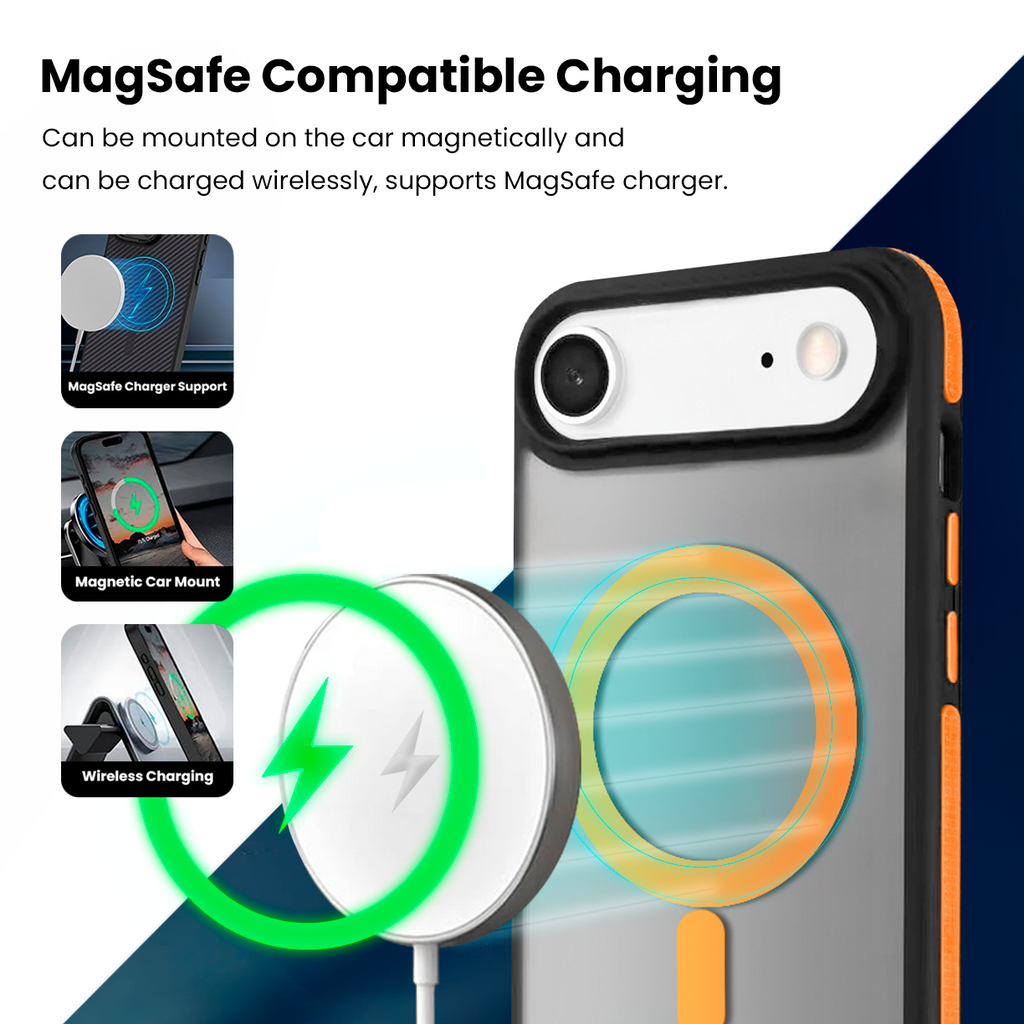 Entronix [Magnetic] Case Compatible with iPhone 17 Air - Translucent Matte Back w/ Rugged Edges