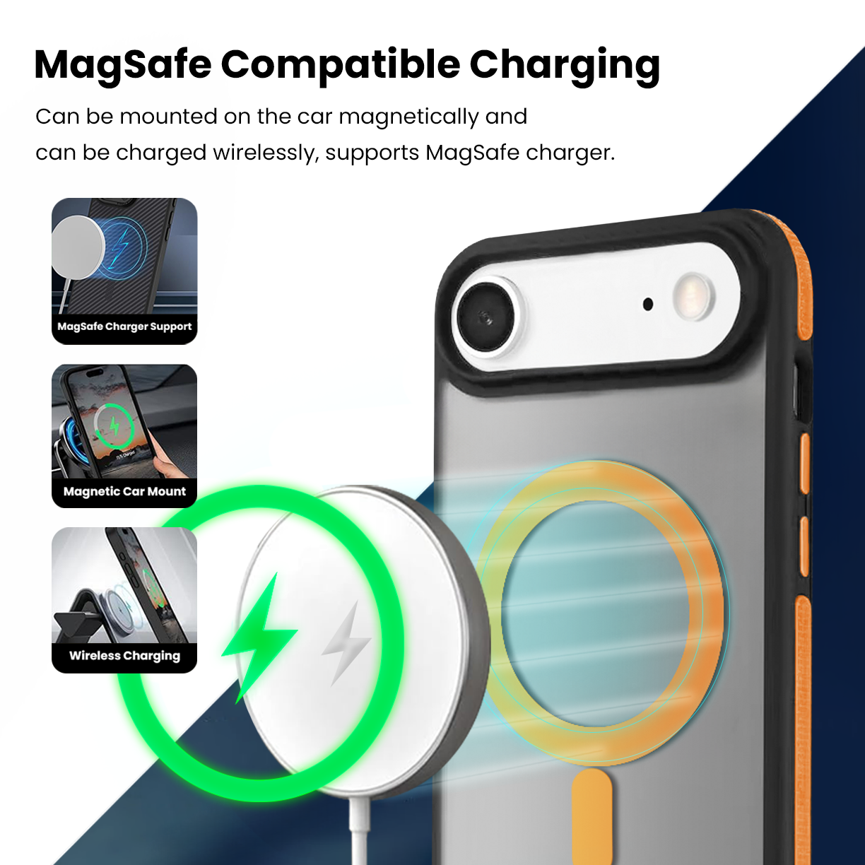 Entronix [Magnetic] Case Compatible with iPhone 17 Air - Translucent Matte Back w/ Rugged Edges