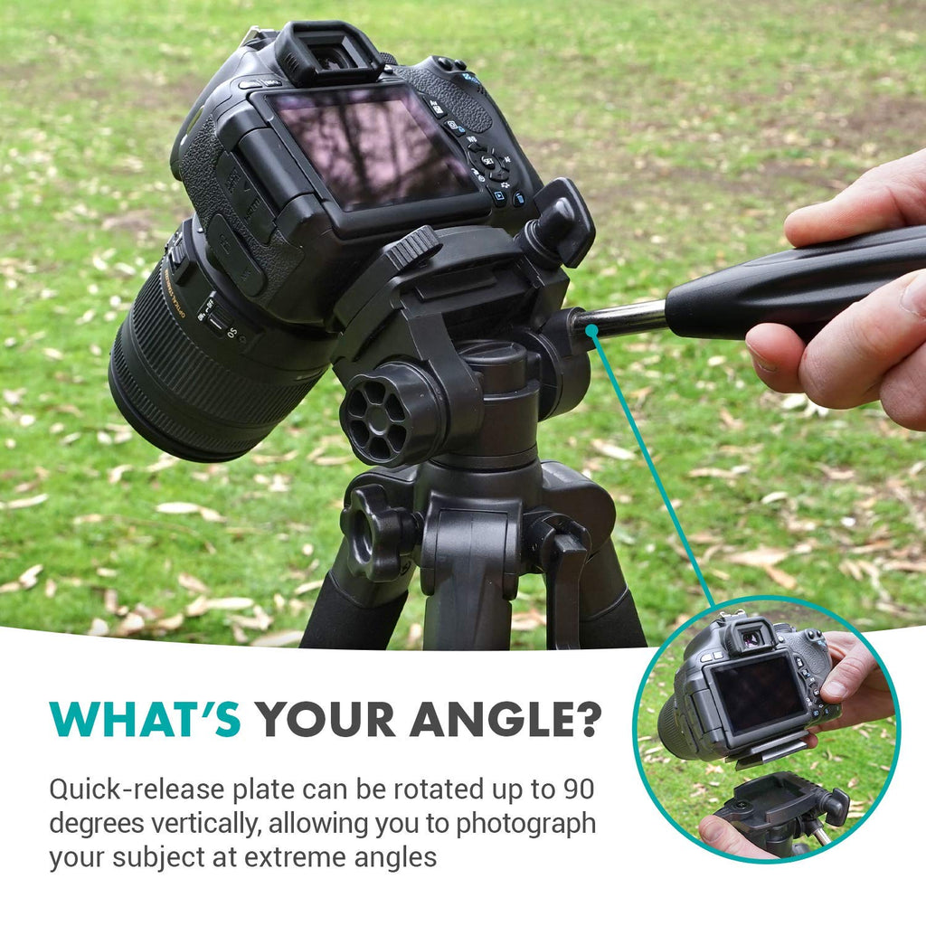 Movo MV-T5 Full-Size Aluminum Tripod with Video Pan Head