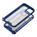 Reiko Shockproof Pc Bumper Case With Carbon Fiber Pattern In Navy For Iphone 12 Mini