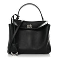 Natural Smooth Calfskin Mini Rodeo Top Handle Handbag Black