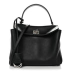Natural Smooth Calfskin Mini Rodeo Top Handle Handbag Black