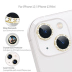 Diamond Camera Lens Protector, Diamond Tempered Glass Camera Cover Screen Protector For Iphone 14 / Iphone 14 Plus In Gold