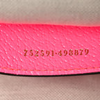 GG Supreme Monogram Textured Dollar Calfskin Web Ophidia Small Crossbody Bag Beige Ebony Fuchsia