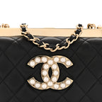 Lambskin Quilted Pearl CC Vanity Case Black