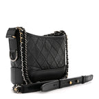 Aged Calfskin Quilted Small Gabrielle Hobo Black