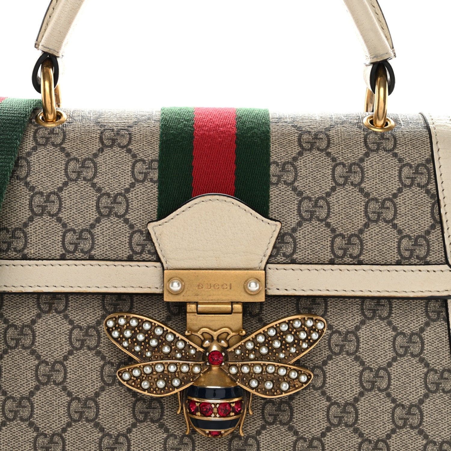 GG Supreme Monogram Small Queen Margaret Top Handle Bag White