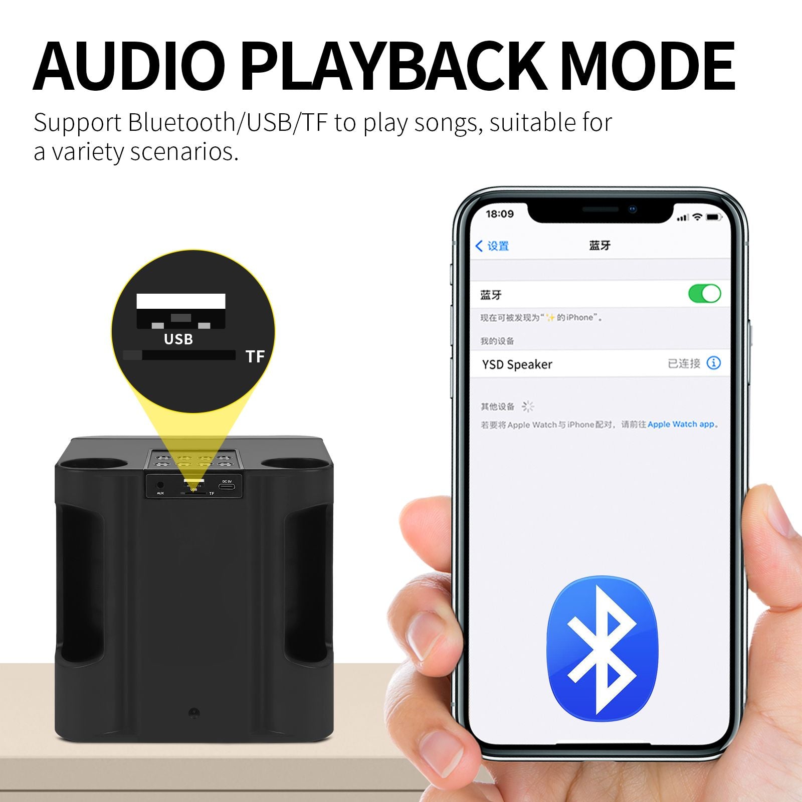 100W Peak High Power Portable Karaoke Bluetooth Speaker Wireless Microphone Suit Intelligent External Singing Equipment