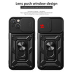 Kickstand Ring Holder With Slide Camera Cover Tpu Magnetic Car Mount For Apple Iphone 14 In Black