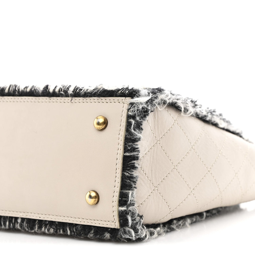 Tweed Calfskin Tweedy Shopping Tote Beige