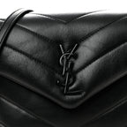 Calfskin Y Quilted Monogram Monochrome Toy Loulou Crossbody Bag Black
