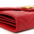 Calfskin Matelasse GG Marmont Chain Wallet Hibiscus Red