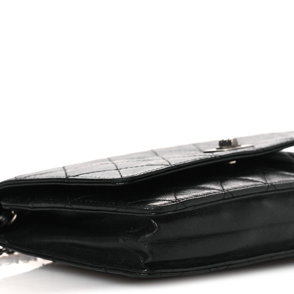 Aged Calfskin Quilted Reissue Wallet On Chain WOC Black