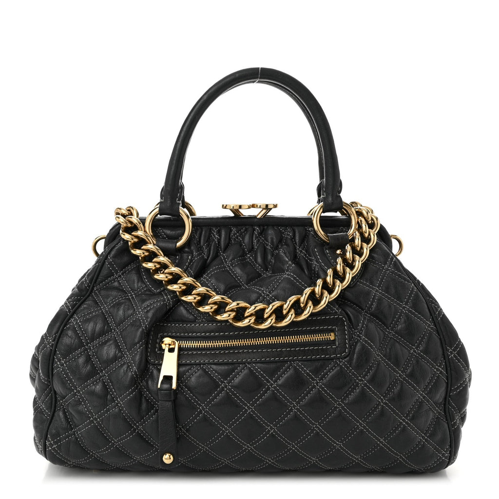 Calfskin Quilted Stam Dark Grey