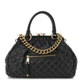 Calfskin Quilted Stam Dark Grey