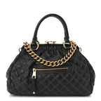 Calfskin Quilted Stam Dark Grey