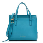 Hammered Calfskin Double Handle Small Amy Tote Turquoise