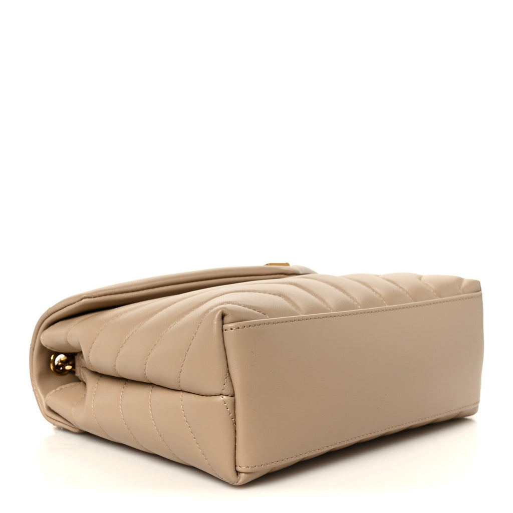 Calfskin Y Quilted Monogram Small Loulou Chain Satchel Dark Beige