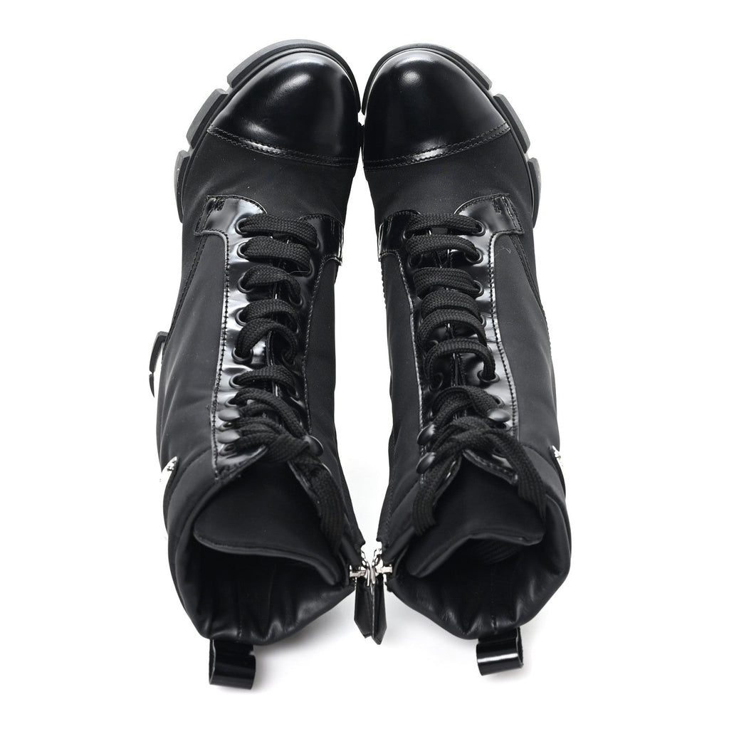 Spazzolato Re-Nylon Metal Triangle Logo 110mm Ankle Boots 37 Black