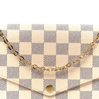 Damier Azur Pochette Felicie Chain Wallet Rose Ballerine