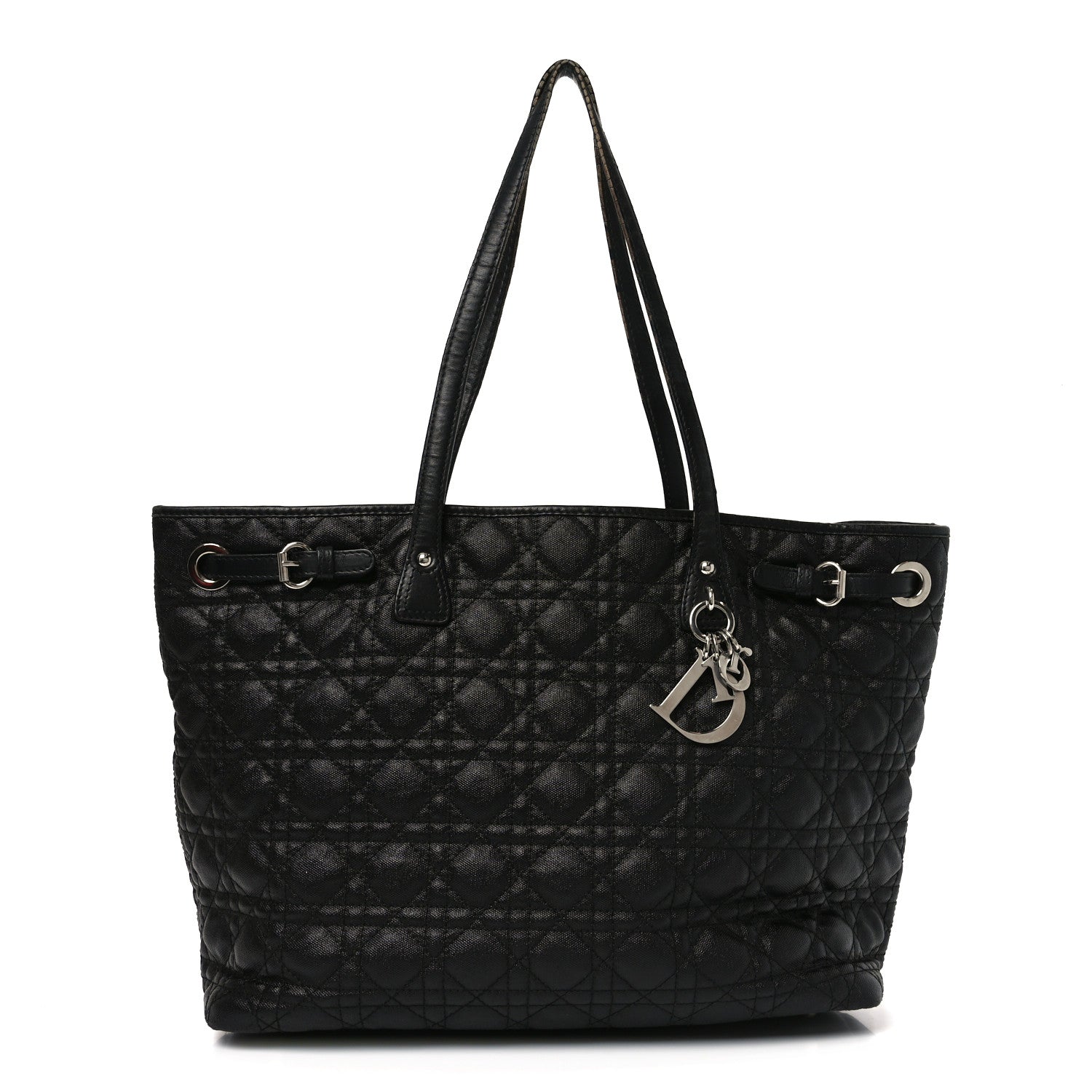 Coated Canvas Cannage Small Panarea Tote Black