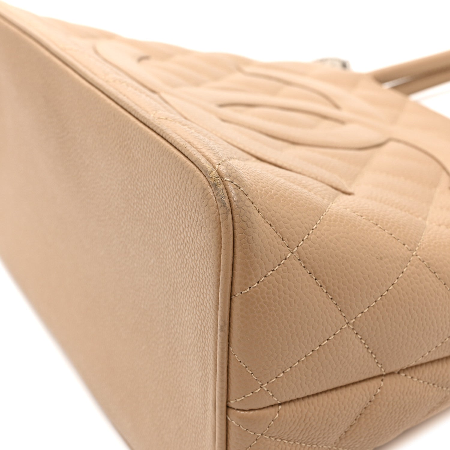 Caviar Quilted Medallion Tote Beige