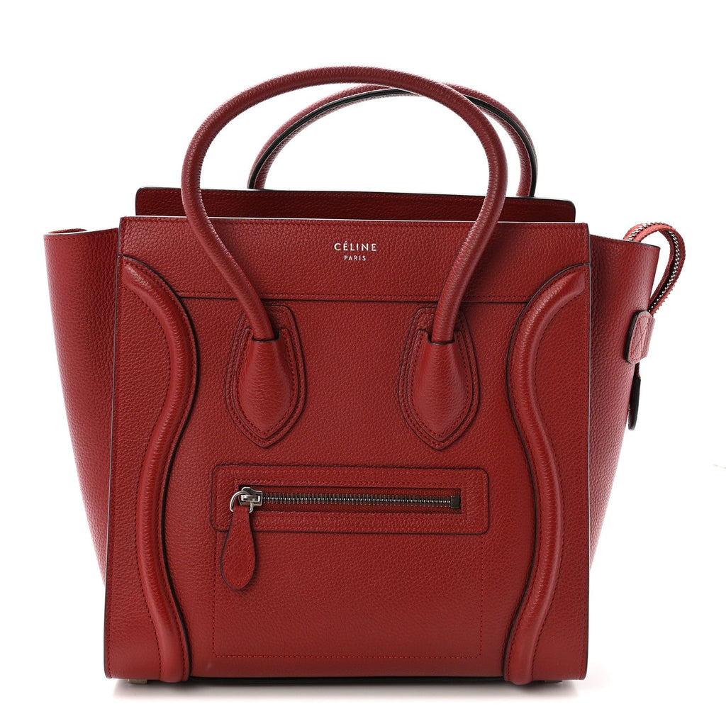 Drummed Calfskin Micro Luggage Merlot