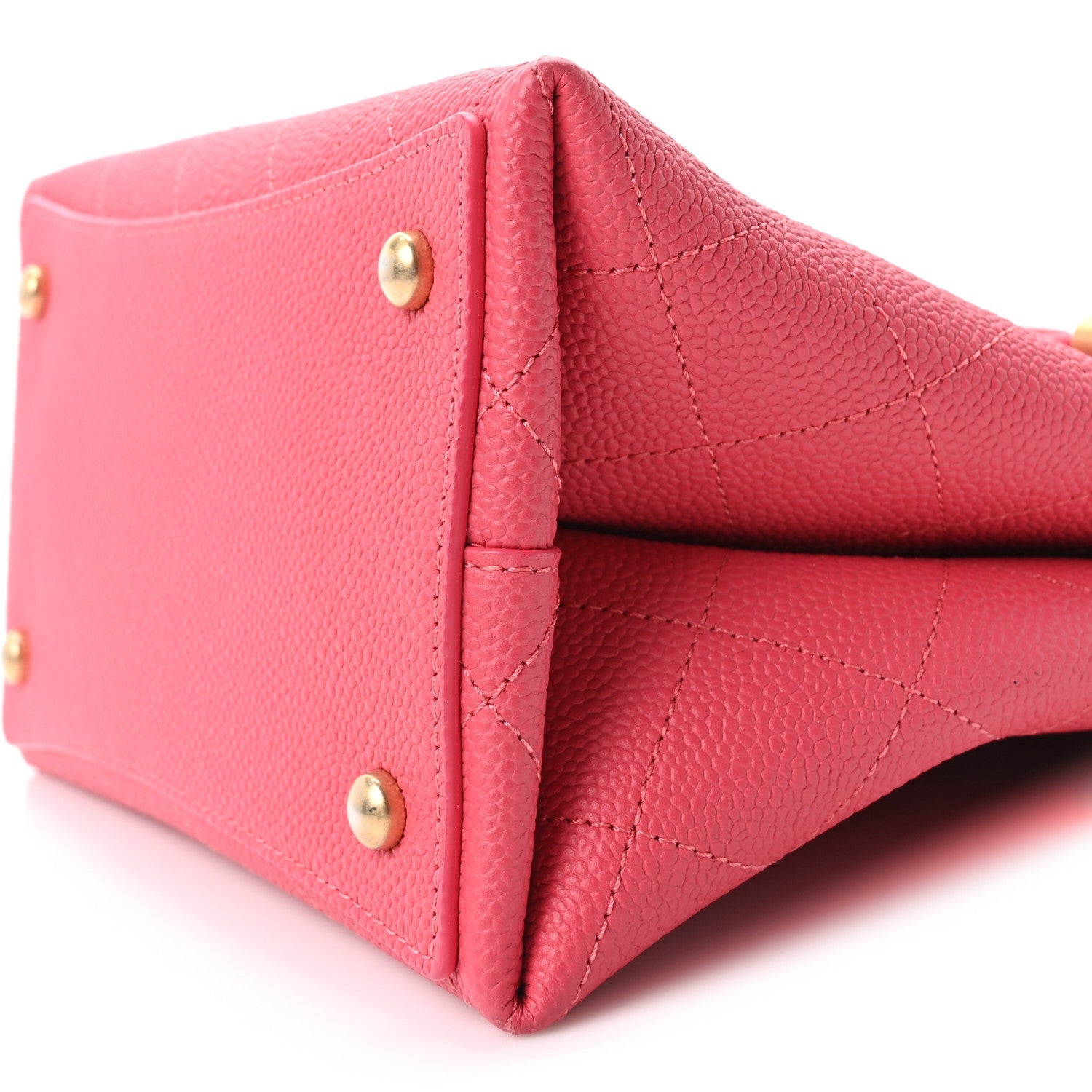 Caviar Quilted Fashion Therapy Bucket Drawstring Bag Dark Pink
