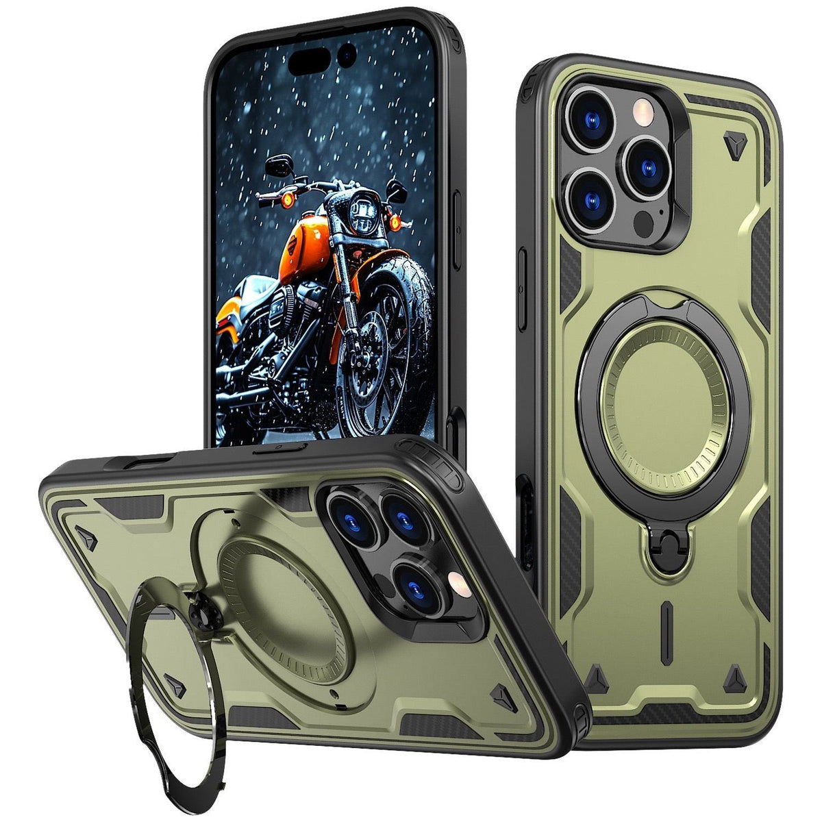 Entronix [Magnetic] Case Compatible with iPhone 16 Pro - Rugged Armor Gripstand