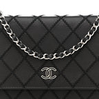 Calfskin Whipstitch Wallet On Chain WOC Black