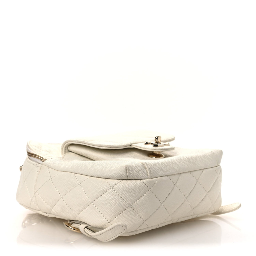 Caviar Quilted Small CC Day Backpack White