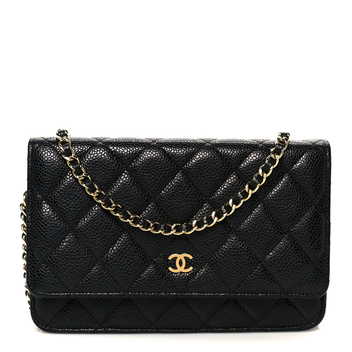 Caviar Quilted Wallet on Chain WOC Black