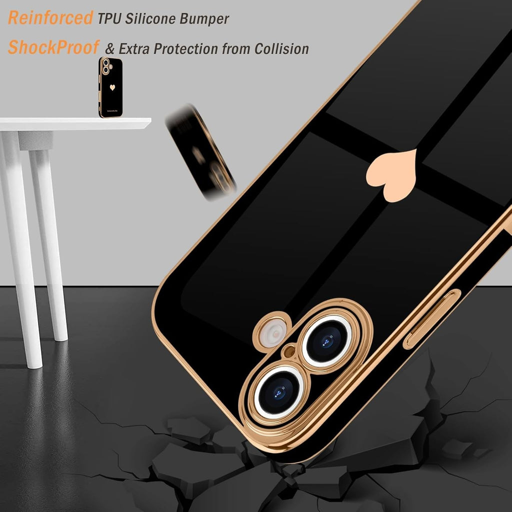 Entronix Bundle Compatible with iPhone 16 Plus - [Flexible] Glossy Heart Case & 2 Clear Screen Protectors