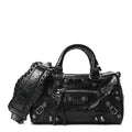Agneau Arena Mini Le Cagole Duffle Crossbody Bag Black